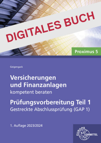 [Cover] Versicherungen und Finanzanlagen - Prüfungsvorbereitung Teil 1 GAP - dig. Buch